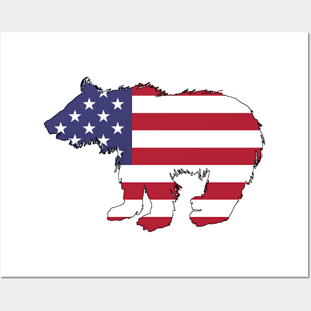 American Flag Beaar Cub Wall Art by MordaxFurittus